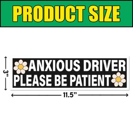 BAVAHA Anxious Driver Please Be Patient Bumper Sticker Go Around Car Sticker Cute Asthetic Car Sticker for Girl Gen Z Adults Mental Health Anxiety Sticker Vinyl Decal Car SUVs Windows Laptop [11.5x3]