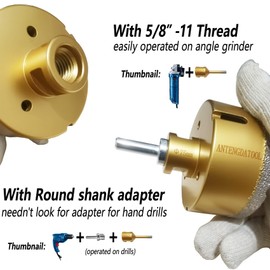 Antengdatool 3 Inch Dry/Wet Diamond Hole Saw for Angle Grinder - 75mm Porcelain/Tile Core Drill Bits for Ceramic Marble Brick Granite Stones Attach Round Shank Adapter