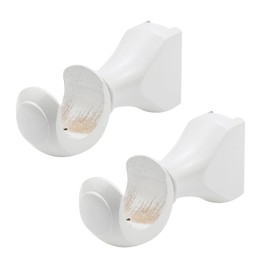 KUMGROT 2 Pack Wooden Curtain Rod Brackets 35mm/1.37in Diameter Window Curtain Rod Support Heavy Duty Single Curtain Rod Holders Curtain Rod Hook for 1-2/5" Pole, White