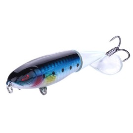 (2# Large, 14CM-37G) 1Pcs Topwater Fishing Lure, Artificial Hard Lure, Crankbait with Rotating Tail Treble Hooks for Bass Trevally Trout Pike Fishing Tackle Freshwater Saltwater