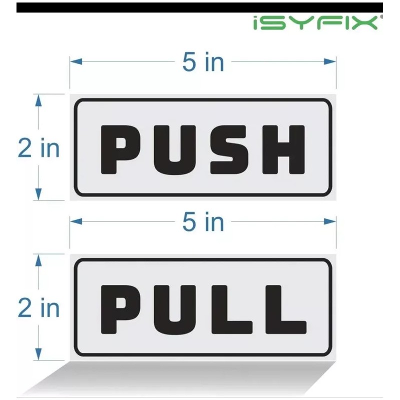 Push Pull Door Horizontal Stickers Sign – 2 pack 5”x2”