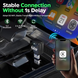 MMB WJCP-MINI CarPlay Wireless Adapter, 2024 Upgrade Wireless CarPlay Adapter Dongle, Converts Factory Wired CarPlay to Wireless Plug and Play, With CarPlay Cars and iOS 10+