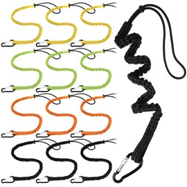 12 Paquetes Cordones con Hebilla Metálica Única y Extremo de Círculo, Longitud Estándar, Límite de Peso Máximo 8 Kg/ 17.6 Lb con Bloqueo de Tornillo de Aluminio, Tope de Cable Retráctil (Colorido)