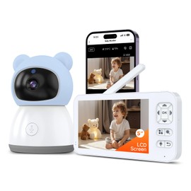 ACEBELL Smart WiFi Video Baby Monitor,2K HD Baby Camera with 5" Color Display,Night Vision,Remote PTZ,Cry & Motion Detection,Temp & Humidity Sensor,2-Way Talk,APP Control,Works with iOS & Android