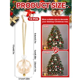 12PCS Christmas Tree Crystal Ball Ornaments, Kalolary 1.22” Mini Christmas Crystal Prism Ball Ornaments Xmas Hanging Suncatcher Window Decorations for Outdoor Indoor Wedding Party Home (Multicolor)