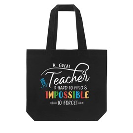 CARAKNOTS Teacher Appreciation Gifts Teacher Bag Teacher Gifts for Women Christmas Birthday Graduation Present for Teachers Tote Bag with Inner Pocket Black