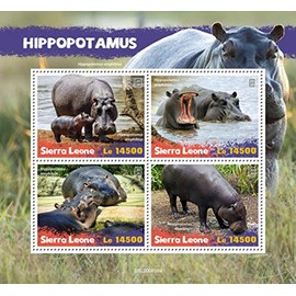 Sierra Leone - 2020 Pygmy Hippopotamus - 4 Stamp Sheet - SRL200636a