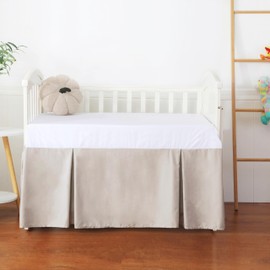 Crib Skirt Dust Ruffle, 100% Egyptian Cotton 400 Thread Count Soft Breathable Crib Bedding Skirt for Baby, Boys and Girls, 52"X28" with 14" Crib Bed Skirt Fading Resistant (Ivory Solid)
