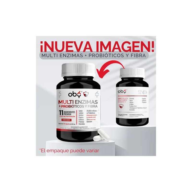 OBY Enzimas Digestivas Avanzadas: 7 Enzimas + 20 Billones Probióticos