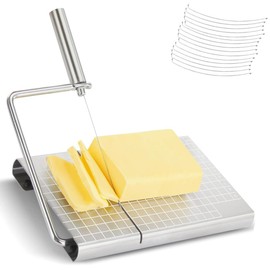Cheese Slicer with 16 Replacement Wires, Cheese Cutter Board with Precision Scale, Cheese Cutter Slicer for Cutting Cheese Butter Ham Beet Boiled Eggs