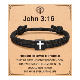 UNGENT THEM Cross Bracelet for Men Faith Religious Christian Easter Baptism Gifts for Mens Adults Teenage Teens 8 12 13 15 14 16
