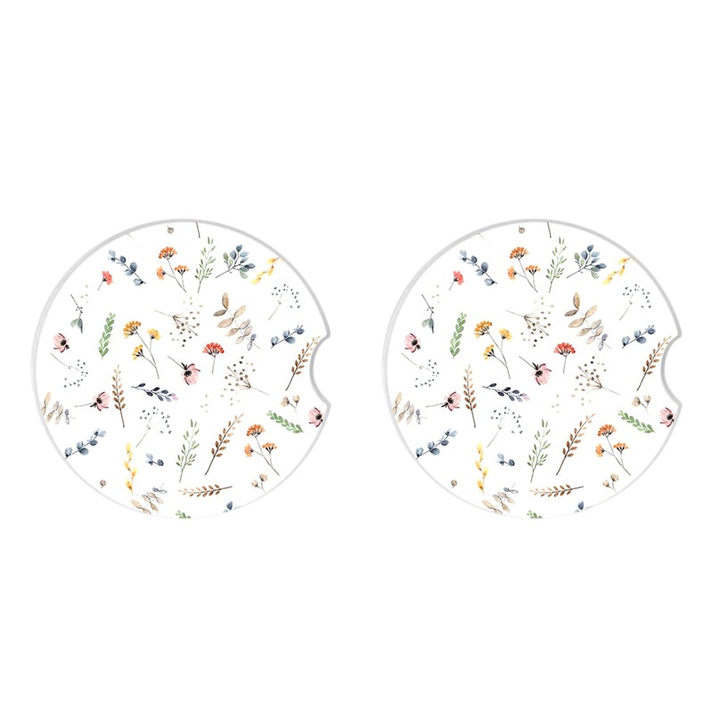 Car Coasters Pack of 2,Cute Small Flower Ceramic Cup Holders