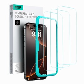 ESR 3 Pack for iPhone 16 Pro Max Screen Protector, [9H Hardness] [Military Grade Shatterproof] Tempered Glass Film with Easy Installation Tool, HD Clear, Scratch Resistant