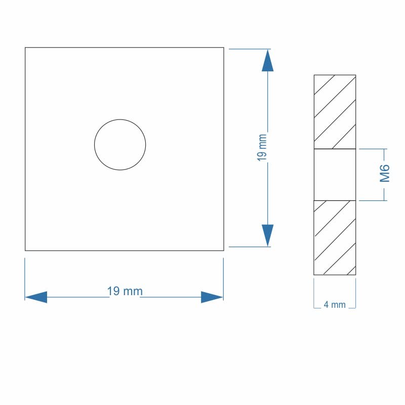 Slot Nut | Threaded Plate 19 x 19 x 4