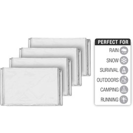 Swiss Safe 4 Pack Mylar Emergency Blankets for Survival - Compact & Insulated for Cold Weather - Designed for NASA, Outdoor, Running, Camping, Survival, First Aid Car Kit - Silver, 4 Pack