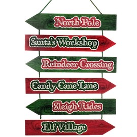 EXCELLO GLOBAL PRODUCTS Hanging Arrow Christmas Sign - North Pole
