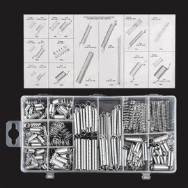 200 Piece Spring Assortment Set Kit, Various Sizes Extension and Compression Springs, Steel Springs with Box