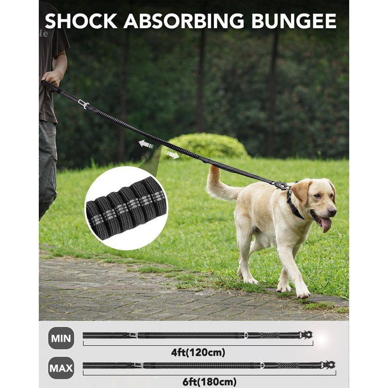 Joytale Tactical Dog Leash Heavy Duty, 4-6FT Shock Absorbing Bungee