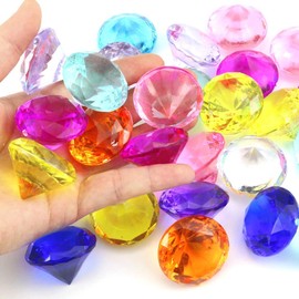 50Pieces Acrylic Diamond Gems Jewels Pirate Gems Set Treasure Jewels Chest Hunt Party Favors, 19 Carat Multicolored Acrylic Large Gems(50PCS) (50)