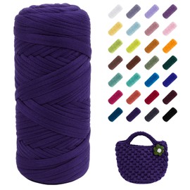 Uiopa T-Shirt Yarn, 200g/196ft Elastic Fabric Cloth Knitting T Shirt Yarn, Dark Purple Thick Crochet Yarn for Crocheting Bags/Baskets/Rugs, Home Decor, DIY Crafts