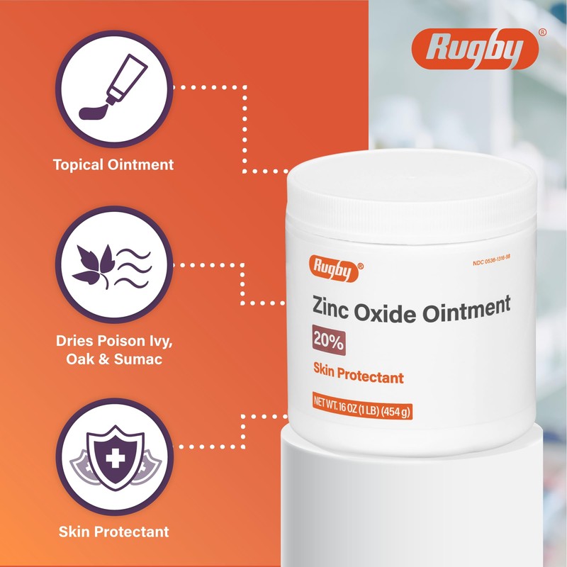 Rugby Zinc Oxide Ointment Skin Protectant - 20% - 16