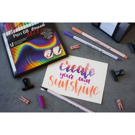 Premium Fibre-Tip Pen - STABILO Pen 68 brush ARTY Wallet of 18 Assorted Colours