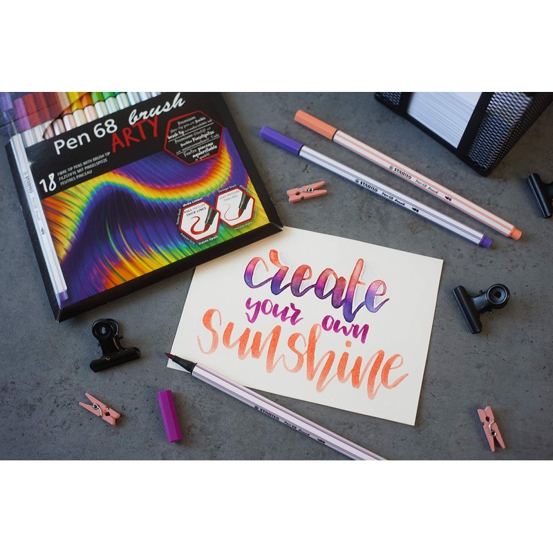 Premium Fibre-Tip Pen - STABILO Pen 68 brush ARTY Wallet