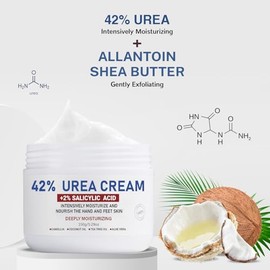 OUKEYA Crema de Urea 42% con Ácido Salicílico 2% 150g | Urea 42%, Ácido Salicílico 2%, Hidratación Corporal, Cuidado de Pies, Talones y Manos, Uso Dia
