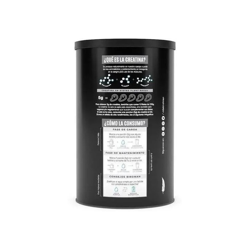 Creatina Monohidratada Pura Botes 450g 180 Serv Birdman