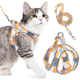 AUTOWT Arnés y Correa para Gatos para Caminar, Arnés de Chaleco Ajustable a Prueba de Escape para Gatitos, Chaqueta Suave y Ligera con Tiras Reflectan