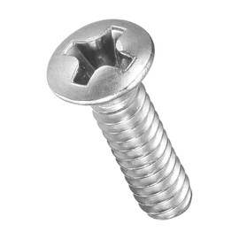 METALLIXITY Phillips Cross Recessed Countersunk Head Screws Bolts (#6-32x1/2") 100Pcs, 304 Stainless Steel Flat Head Woodworking Machine Screws - for Furniture Assembly DIY Projects, Silver