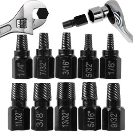 10 Pcs Screw Extractor Set, Hex Head Easy Out Bolt Extractor Set, Multi-Spline Stripped Screw Extractor Set, Broken Bolt Remover Kit, Damaged Screw Extractor Set for Removing Broken Studs, Bolts