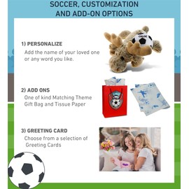 DolliBu Lying Moose Stuffed Animal with Soccer Ball Plush - Soft Plush Huggable Moose, Adorable Playtime Plush Toy Cute Wildlife Gift for Kids and Adults – 9.5 Inch