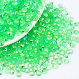 Briskbloom 5000PCS 4mm Resin Flatback Rhinestone, Transparent Grass Green AB Flatback Rhinestones for Crafts, Jelly Rhinestones for Tumblers, Mugs, Bottles, Nails, Loose Bling Diamond Gems Stone