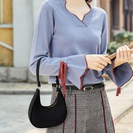 APMGONT Women's Shoulder Handbag, Felt Half Moon Bag, Lady Forearm Bag, Fashion Clutch Bag, Felt Half Moon Bag, Small Women's Half Moon Bag with Zip, a