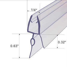 Frameless Shower Door Sweep Shower Door Bottom Seal for 1/4" Glass,36" Long, Glass Shower Door Seal Strip,Clear Vinyl