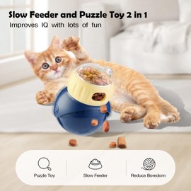 Breelytic Slow Feeder Cat Bowl, Dog Slow Feeder, Cat Treat Dispenser Toy with Adjustable Dispensing Hole, Puzzle Toy to Prevent Boredom & Bloating for Cats and Small Dogs