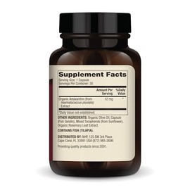 Mercola Astaxanthin Cápsulas Suplemento Dietético Antioxidante Apoyo Nutricional Piel Ojos Bienestar Celular