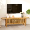 HollyHOME Bamboo TV Stand with Storage for TVs up to