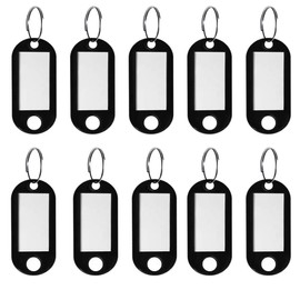 10 Pcs Plastic Key Tags with Split Ring Label Window, Keychain ID Name Tags, Keychains with Tag for Hotel, Office, School, Luggage, Pets Identification