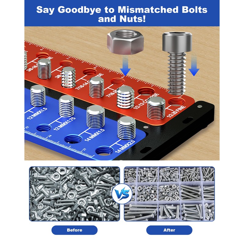 Detachable Magnetic Nut and Bolt Thread Checker, 30 Bolt and
