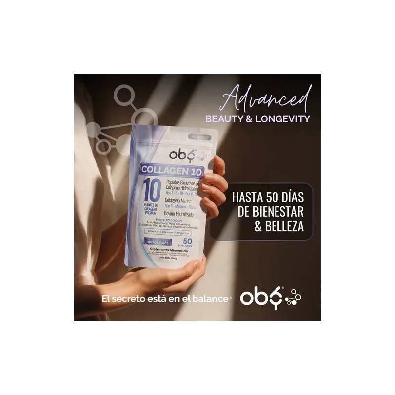 Colageno Hidrolizado 10 Tipos Premium. Peptidos Bioactivos. Oby Collagen 10