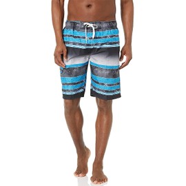 Kanu Surf Men's Barracuda Swim Trunks, 9-inch Inseam (Regular & Extended Sizes), Mileage Black/Aqua, Medium