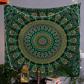 FENDROM Popular Handicrafts Indian hippie Bohemian Psychedelic Peacock Mandala Wall hanging College Dorm Beach Throws Table Cloth Bedding Tapestry