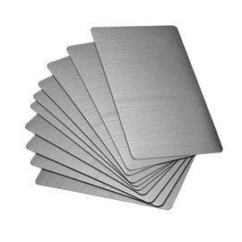 sourcing map Pack of 20 Empty Metal Cards 80 x 50 x 0.4 mm Dark Grey Metal Card Stainless Steel Plate DIY Laser Engraving Blanks Tag for Bell Sign Business Cards Name Tags Letter Box Door Signs