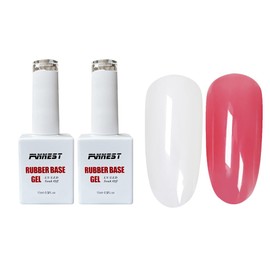 FANNEST Builder Gel For Nails Kit, Milky White and Red Set 2Pcs 15ml, Rubber Base Gel Polish with UV LED Soak Off Strengthener Natural Looking Gel Polish