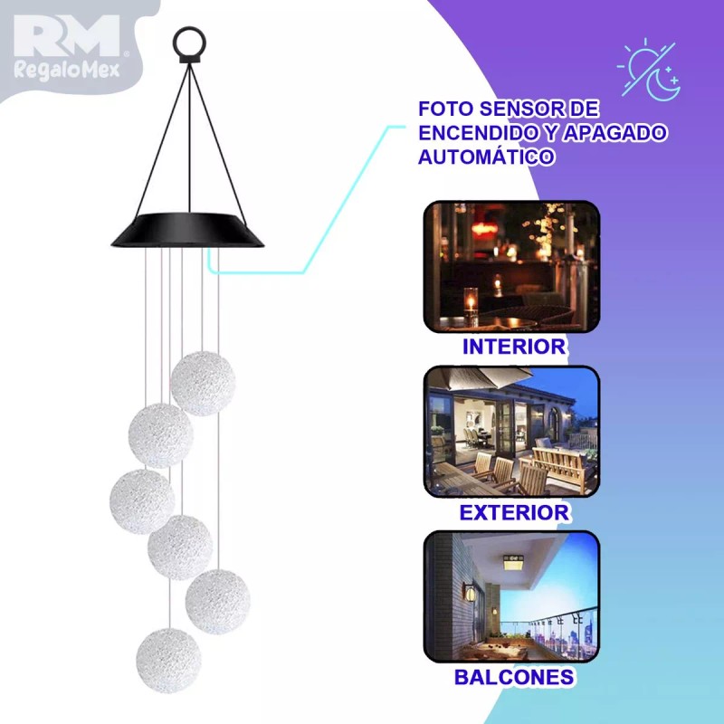 Rm Regalomex Serie De Luz Solares Tipo Campanas De Viento,