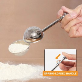 HULISEN Flour Duster for Baking, One-Handed Operation, 304 1, Silver