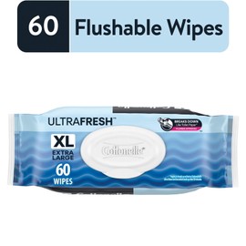 Cottonelle UltraFresh XL Flushable Wipes, 1 Flip-Top Pack, 60 Wipes per Pack