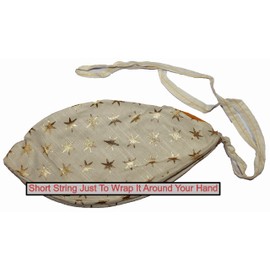 IS4A Gaumukhi Jap Mala Bag (Off-White Star Design) Indian Handicraft Cotton Gomukhi Japa Mala Chanting Bag, Prayer Beads Mala Japa Jholi for Mantra Jap, Japa Meditation & Yoga Jaap Prayer Bag